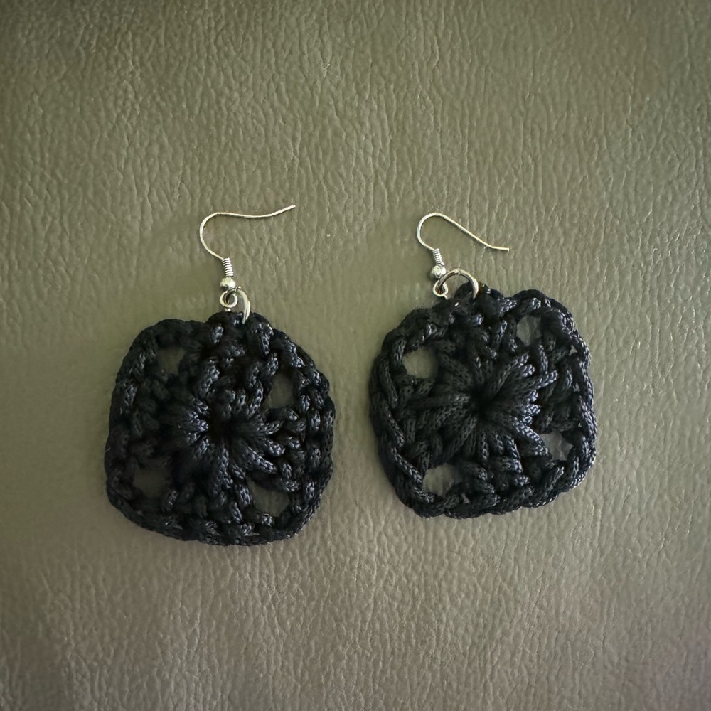 Beautiful Black crochet earrings.